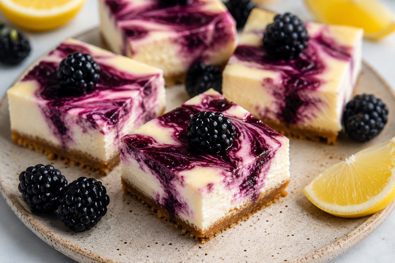 Sweet Summer Blackberry Lemon Cheesecake Bars