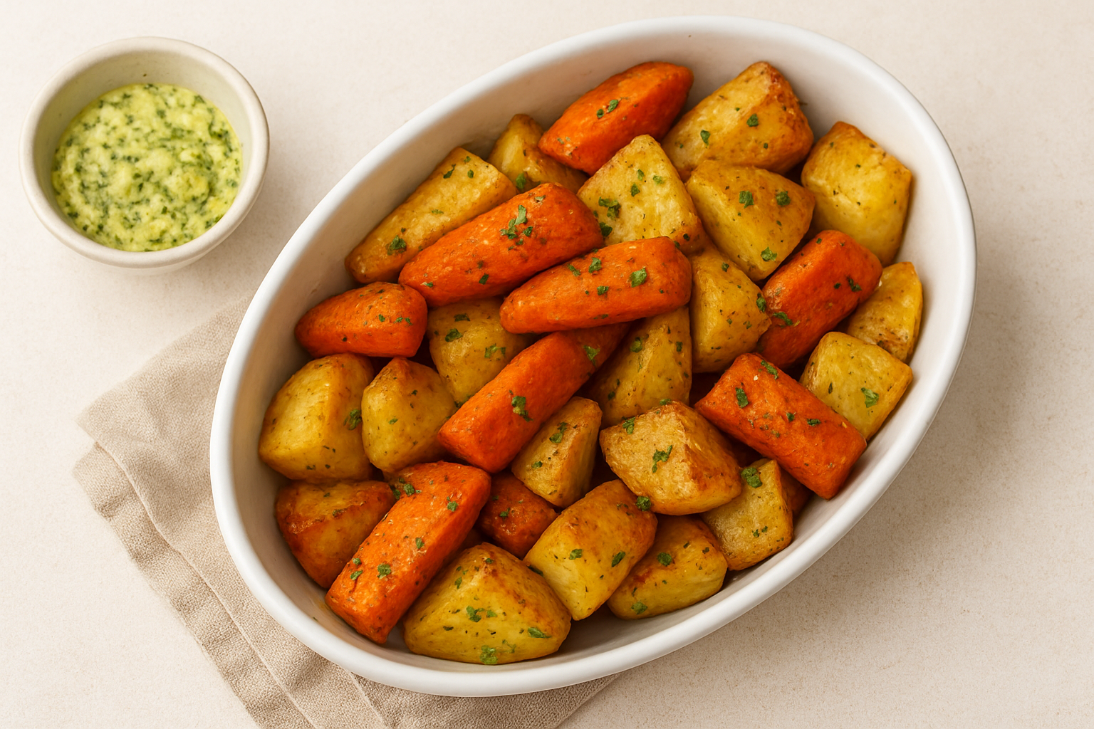 Warm Winter Herb-Roasted Root Vegetables with Garlic Butter
